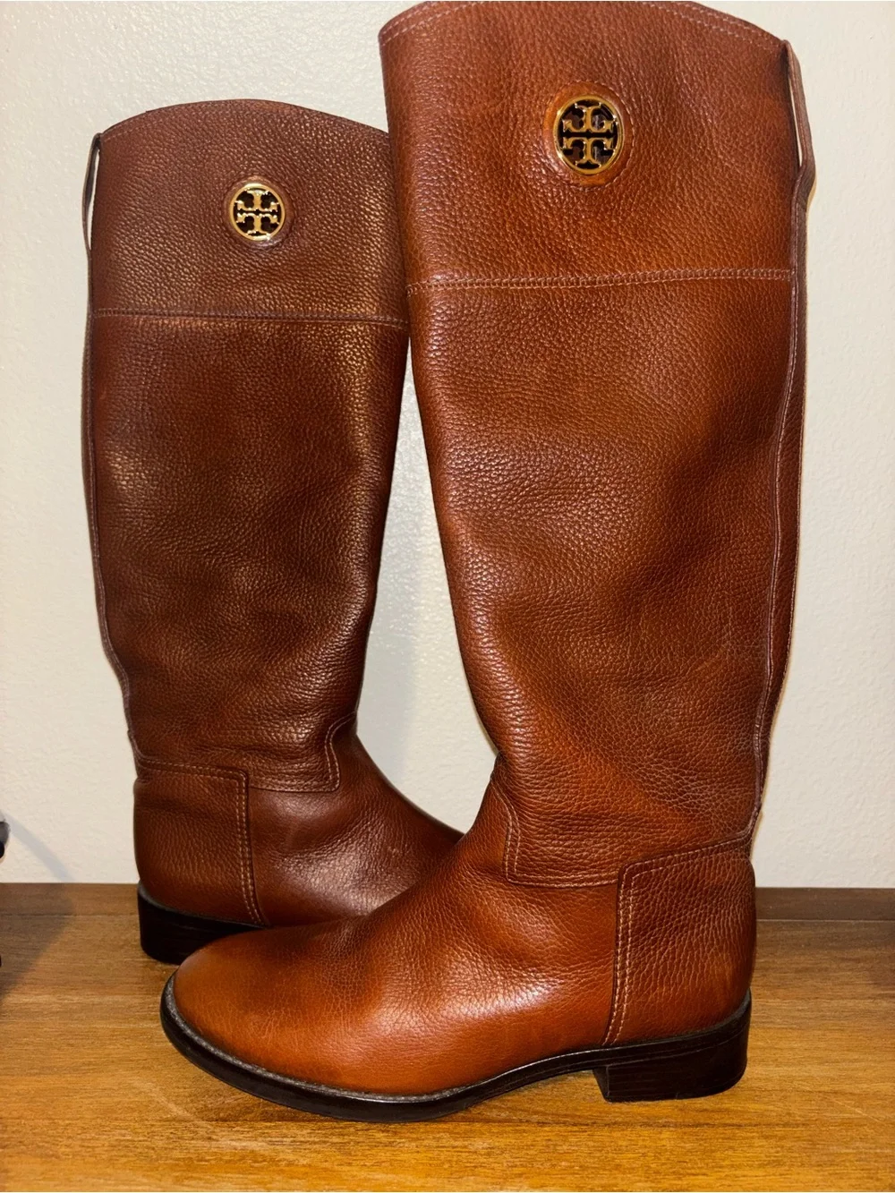 Tory Burch Junction Brown Pebbled Leather Tall Riding Boots Size 7.5 EUC! $498 - Picture 2 of 9